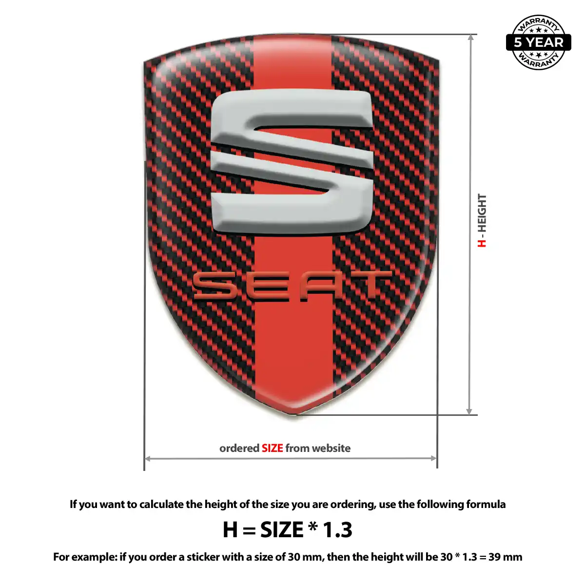 Seat Epoxy Domed Sticker Elite Finish