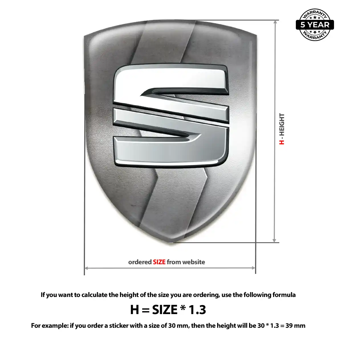 Seat Epoxy Domed Sticker Prestige Line