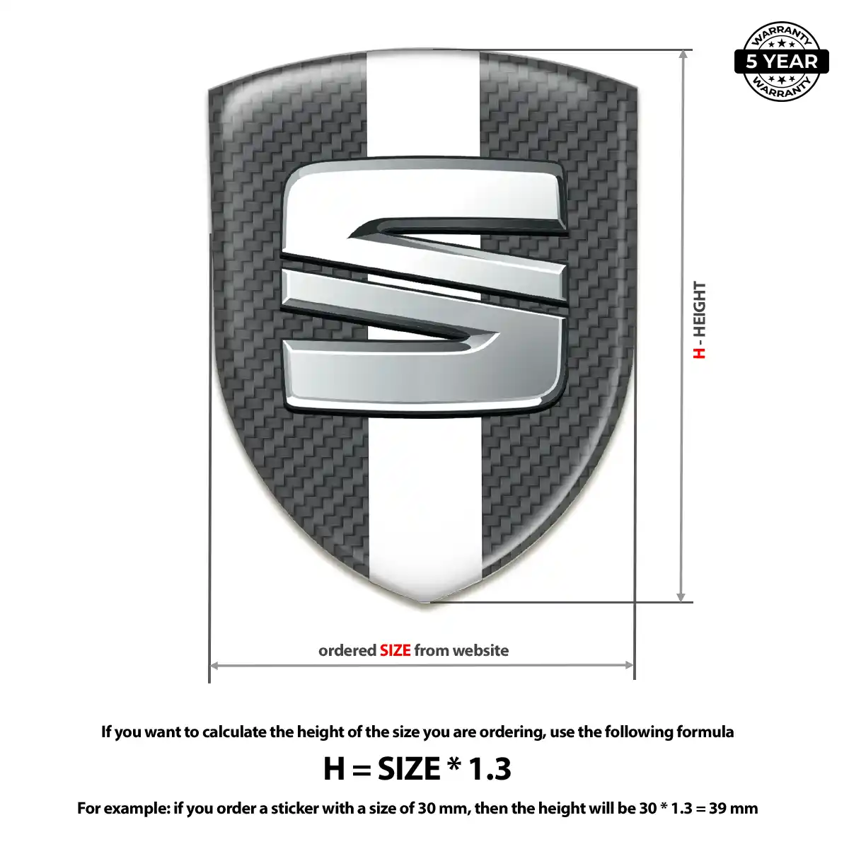 Seat Epoxy Domed Sticker Prime Quality