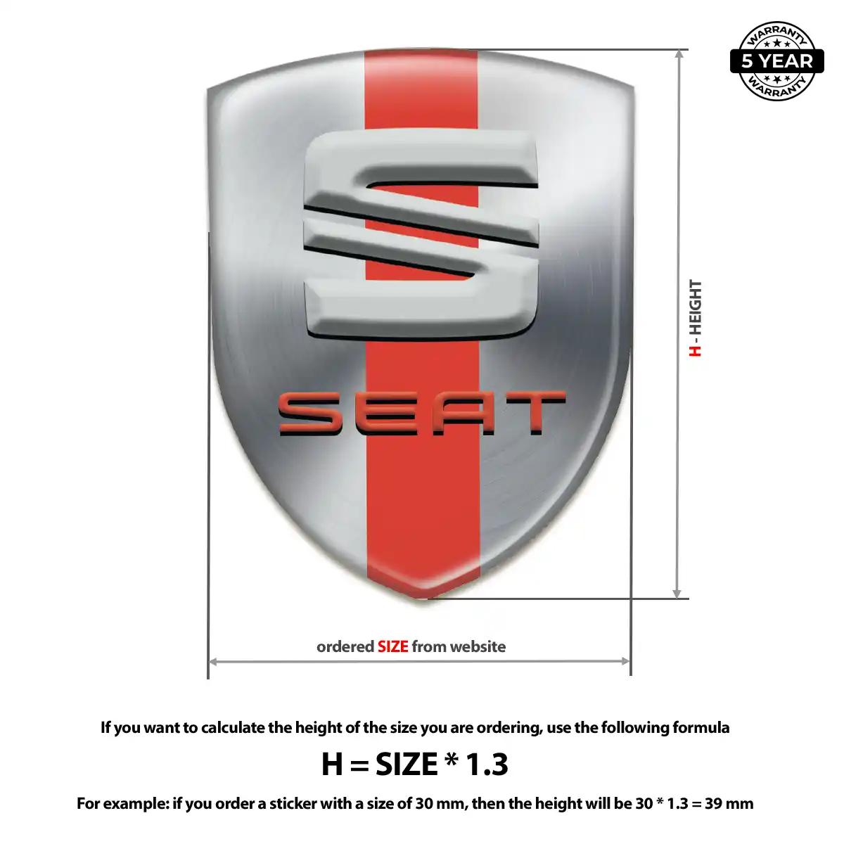 Seat Epoxy Domed Sticker Refined Design