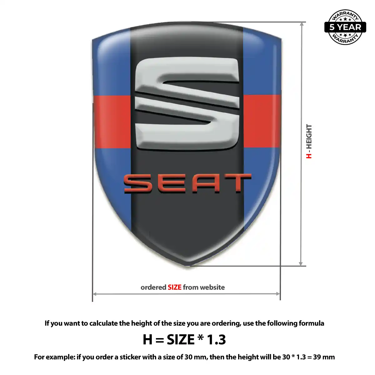Seat Epoxy Domed Sticker Signature Grade