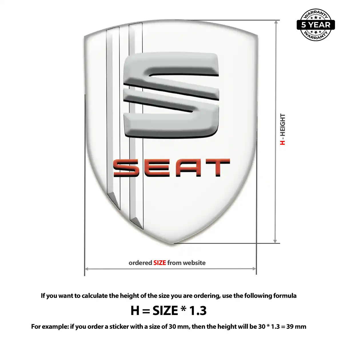 Seat Gel Badge Sticker Elite Finish