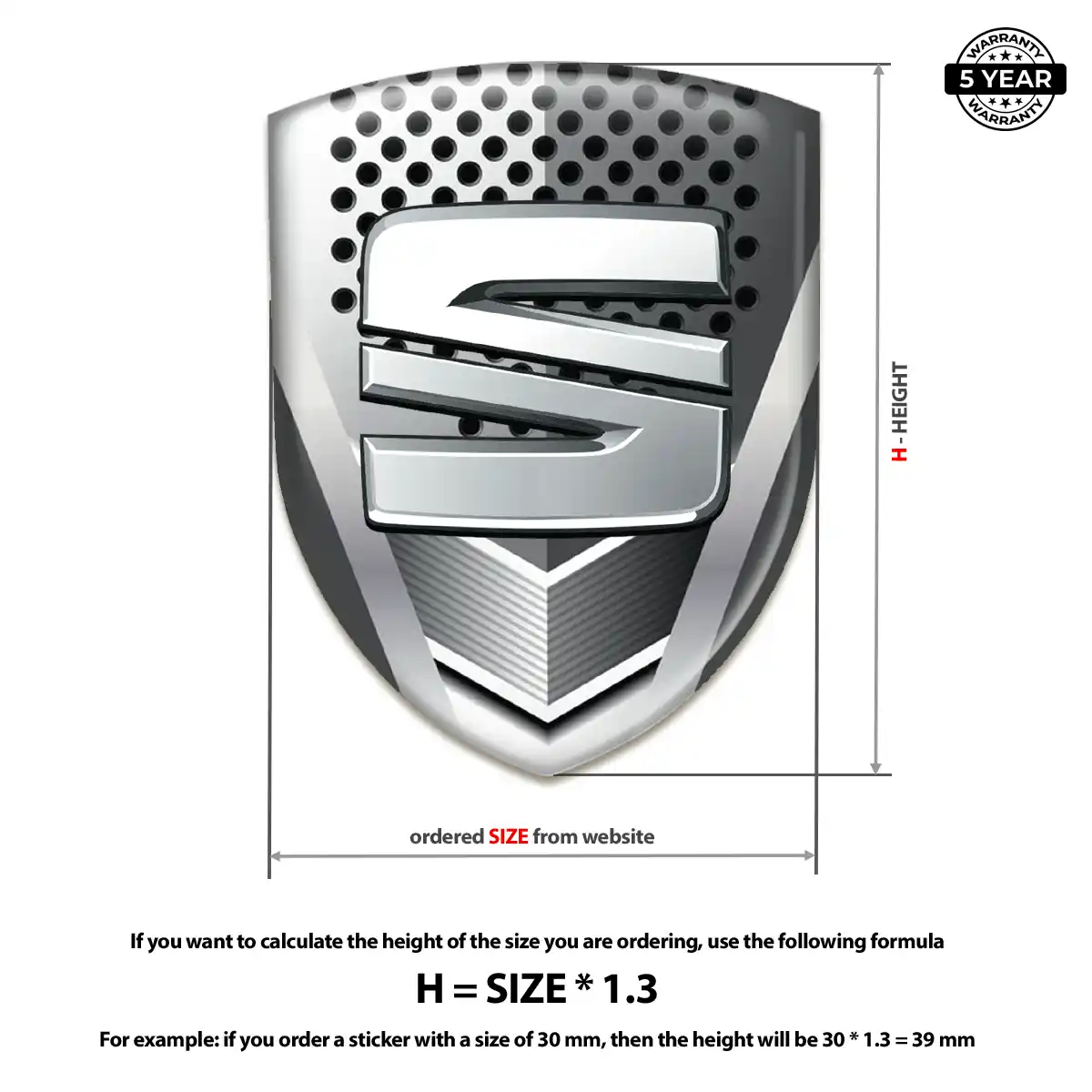 Seat Gel Emblem Sticker Elite Finish