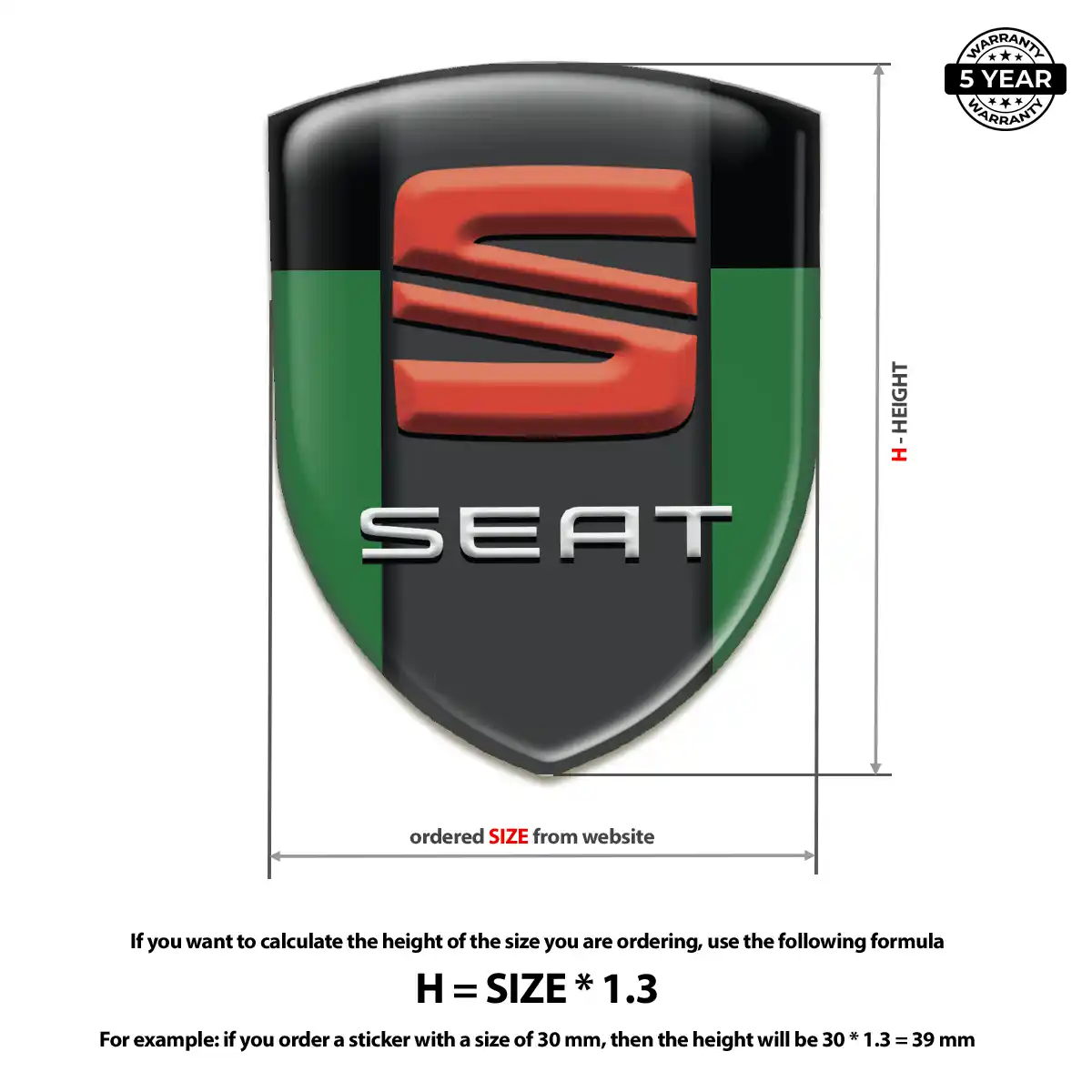 Seat Gel Emblem Sticker Superior Craft
