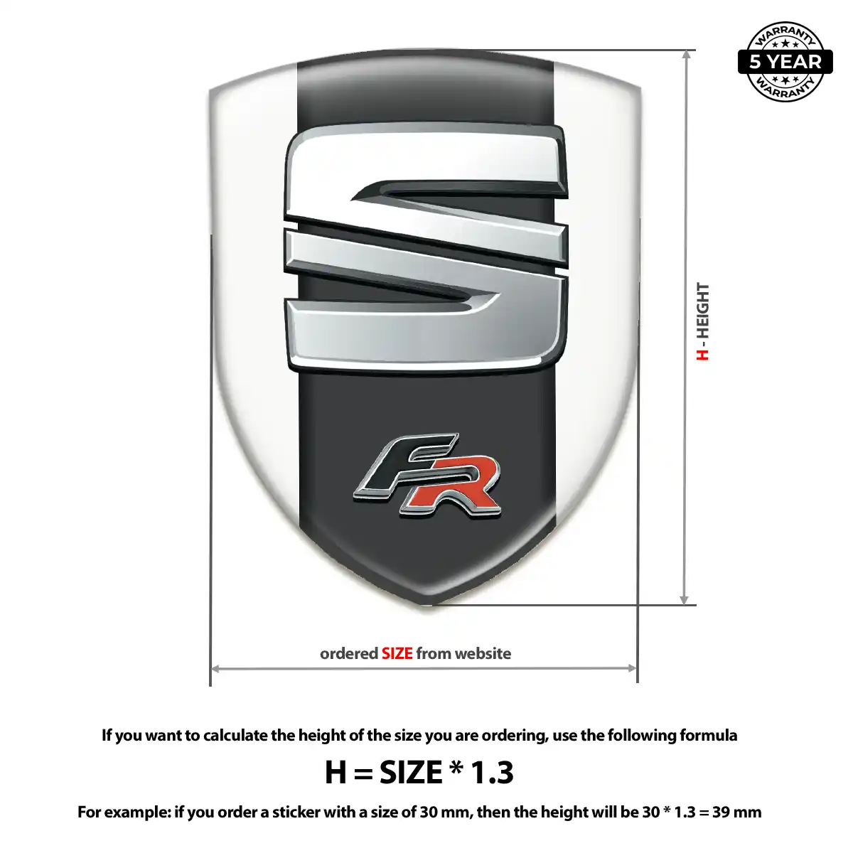 Seat Polyurethane Domed Sticker Elite Finish