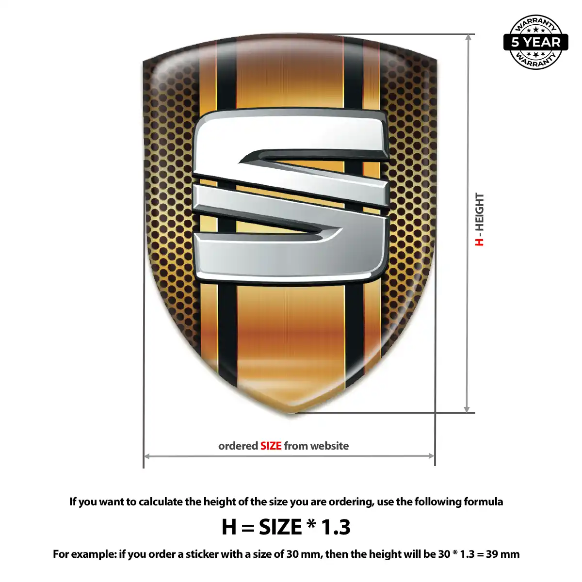 Seat Polyurethane Domed Sticker Refined Design