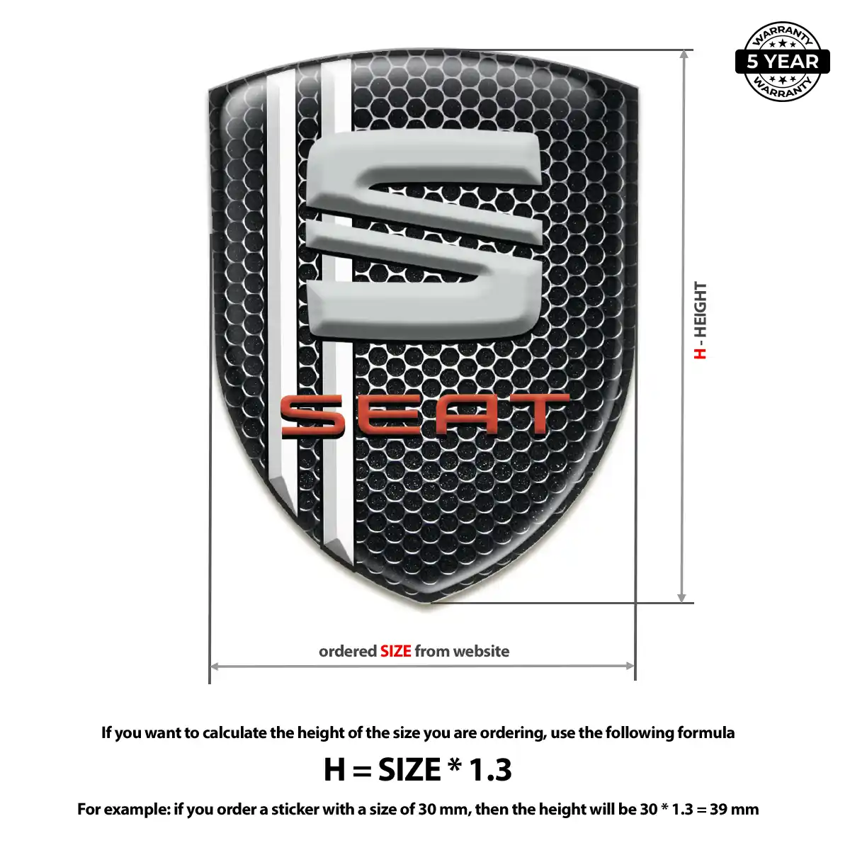 Seat Polyurethane Domed Sticker Signature Grade