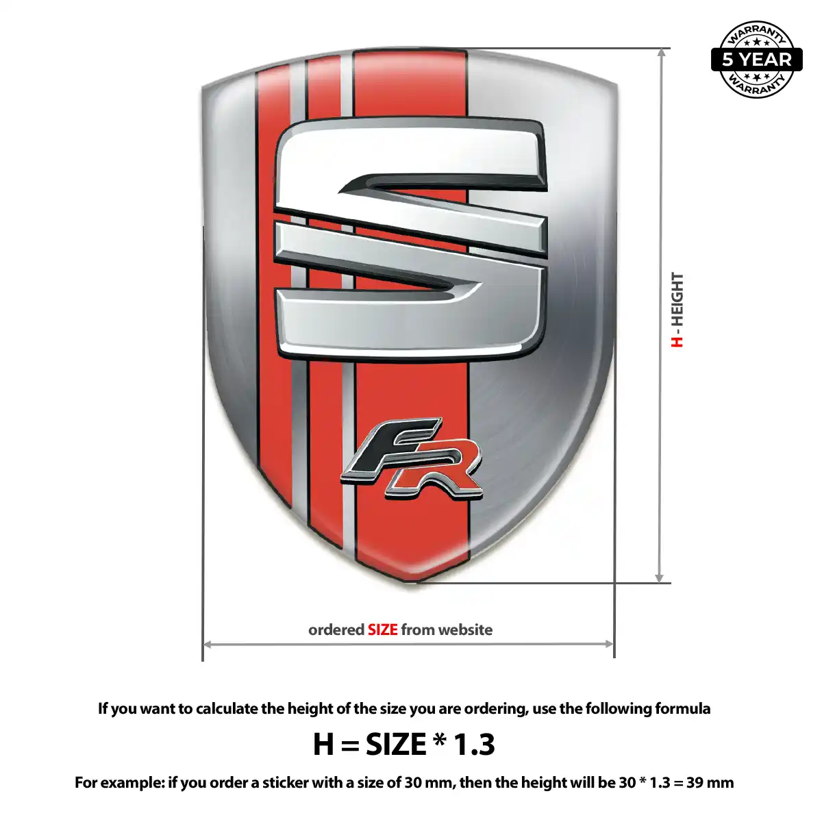 Seat Polyurethane Domed Sticker Sleek Style