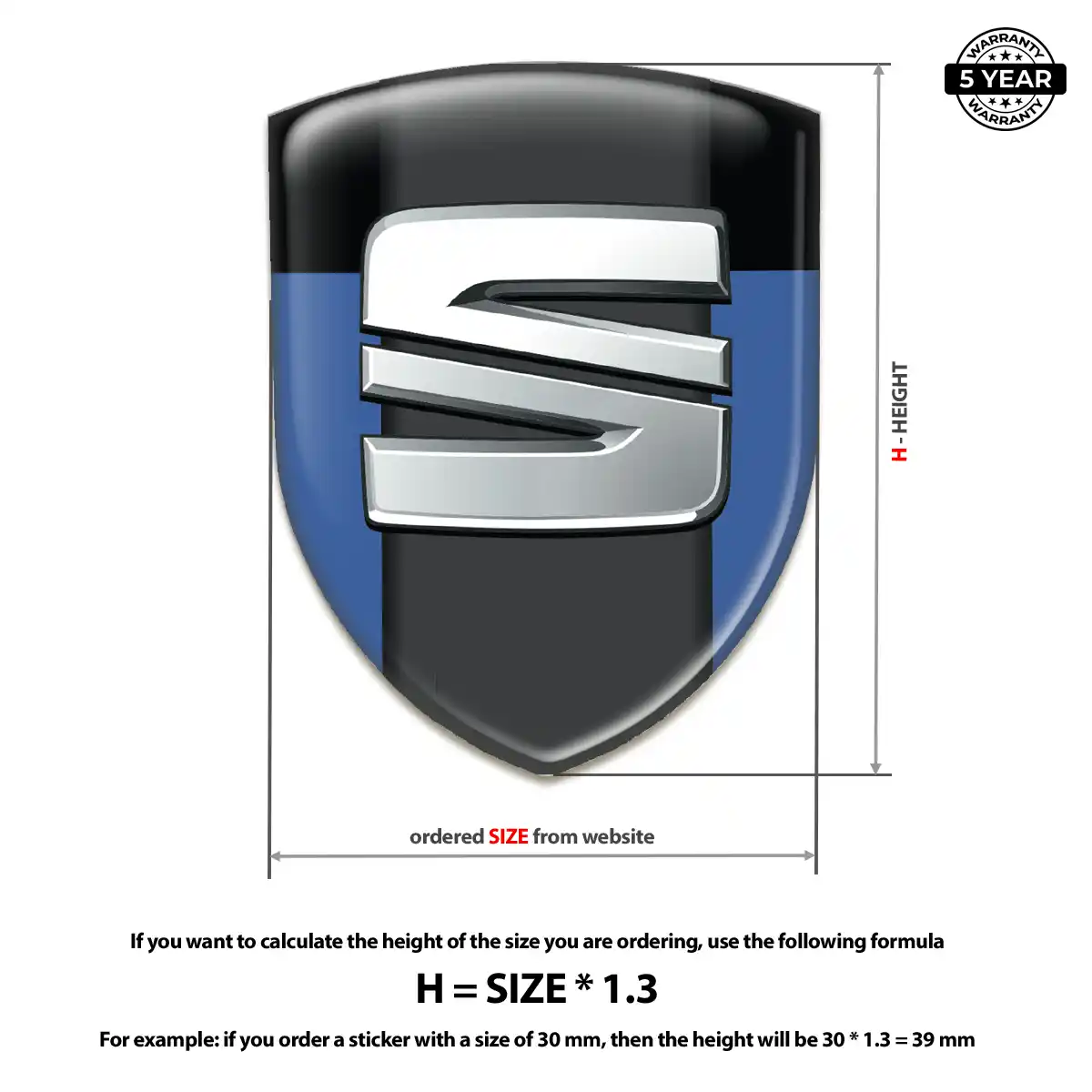 Seat Resin Badge Sticker Elite Finish