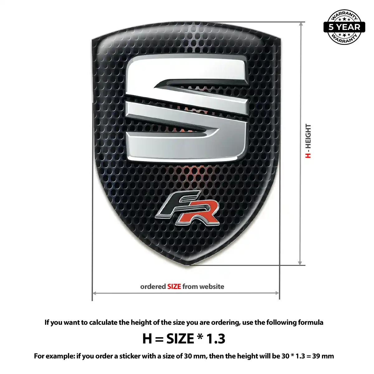 Seat Resin Badge Sticker Prime Quality
