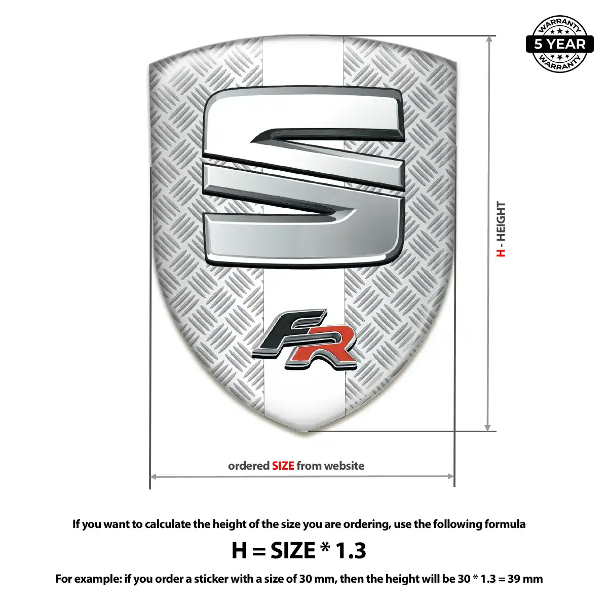 Seat Resin Badge Sticker Signature Grade