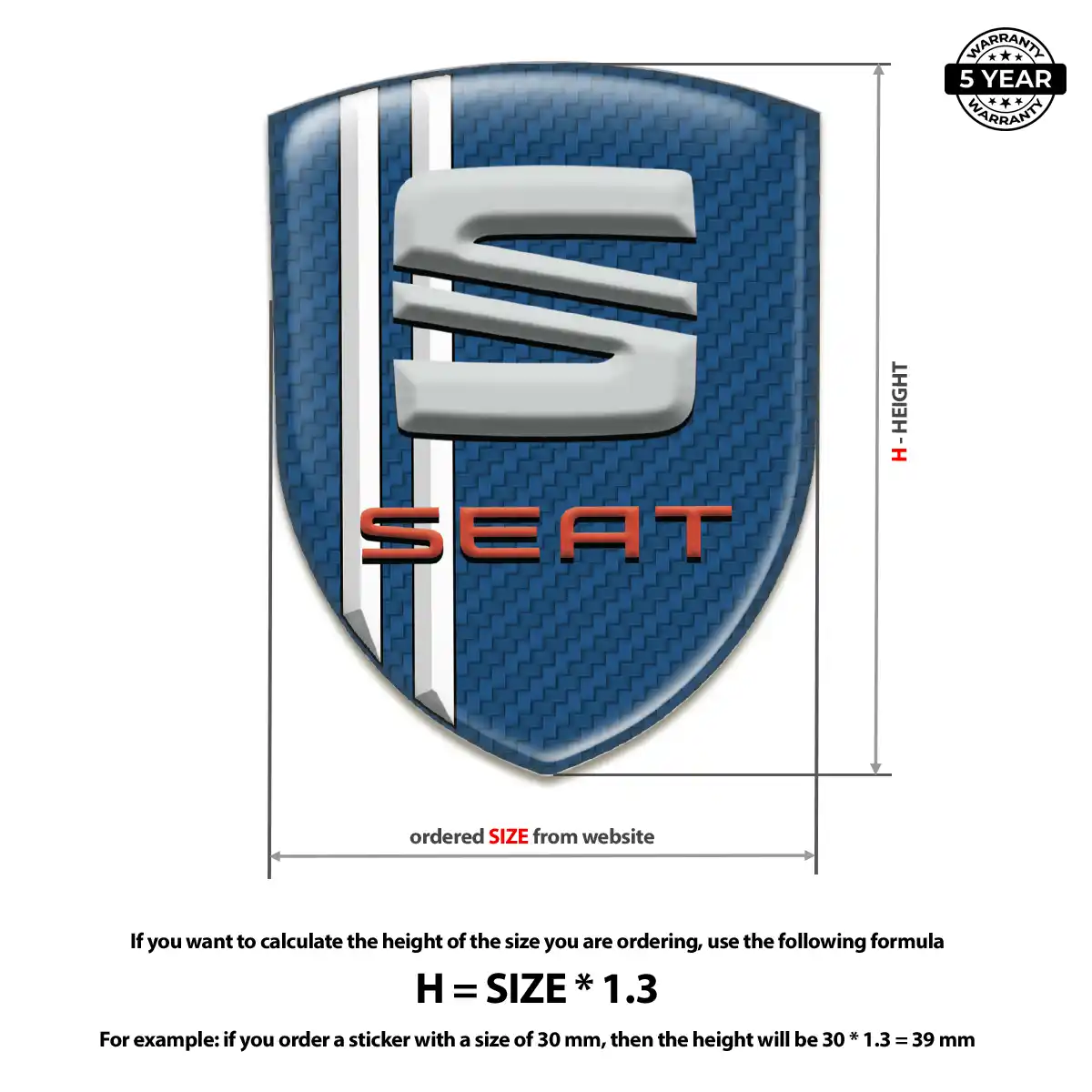 Seat Resin Badge Sticker Sleek Style