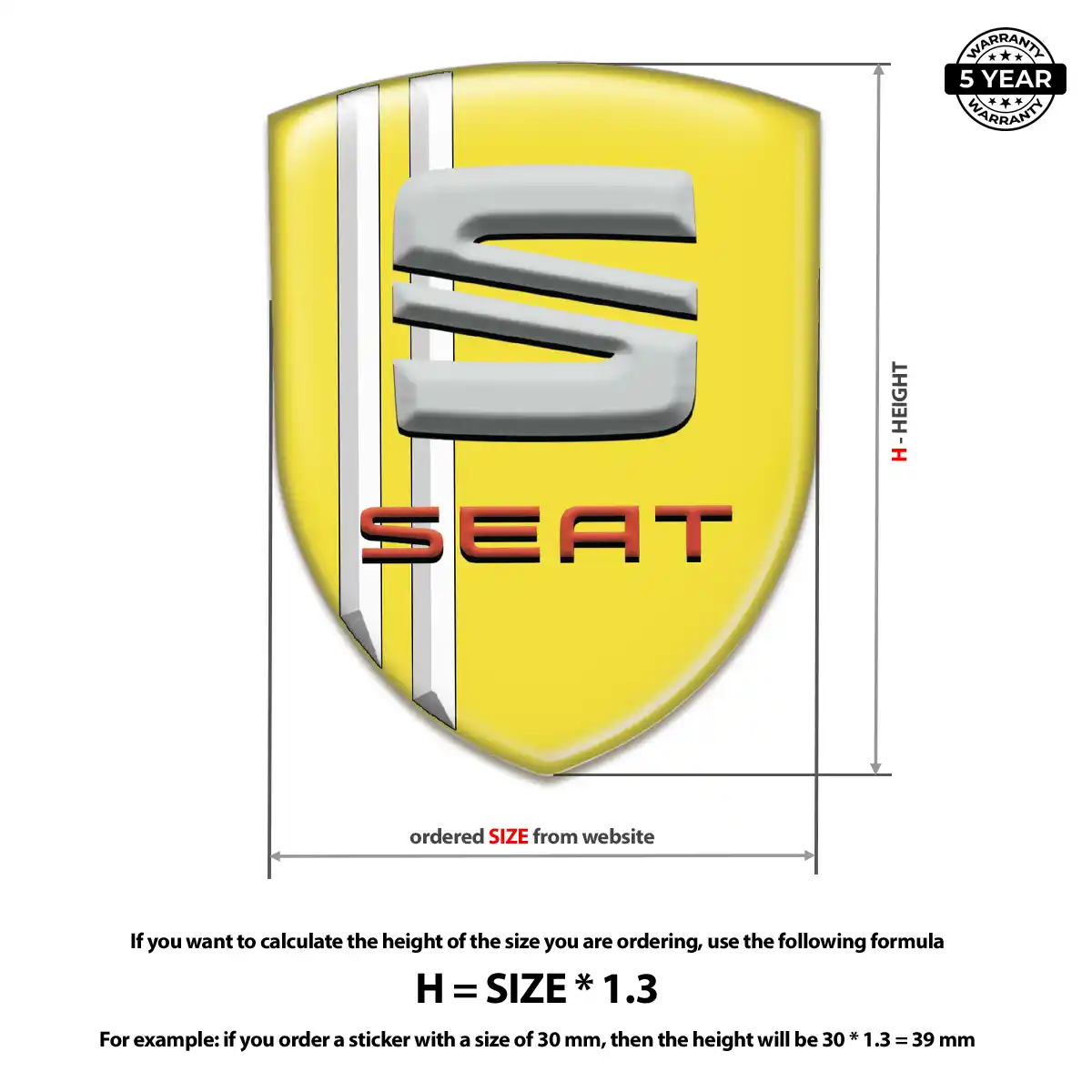 Seat Resin Domed Sticker Elite Finish