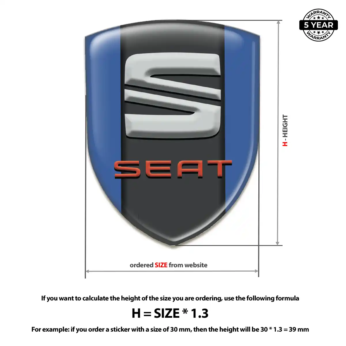 Seat Resin Domed Sticker Prestige Line