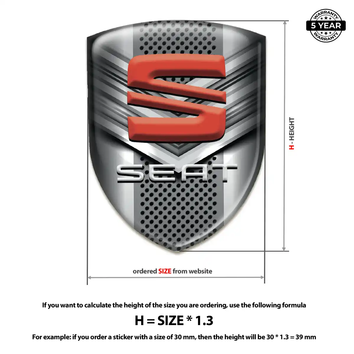 Seat Resin Domed Sticker Signature Grade
