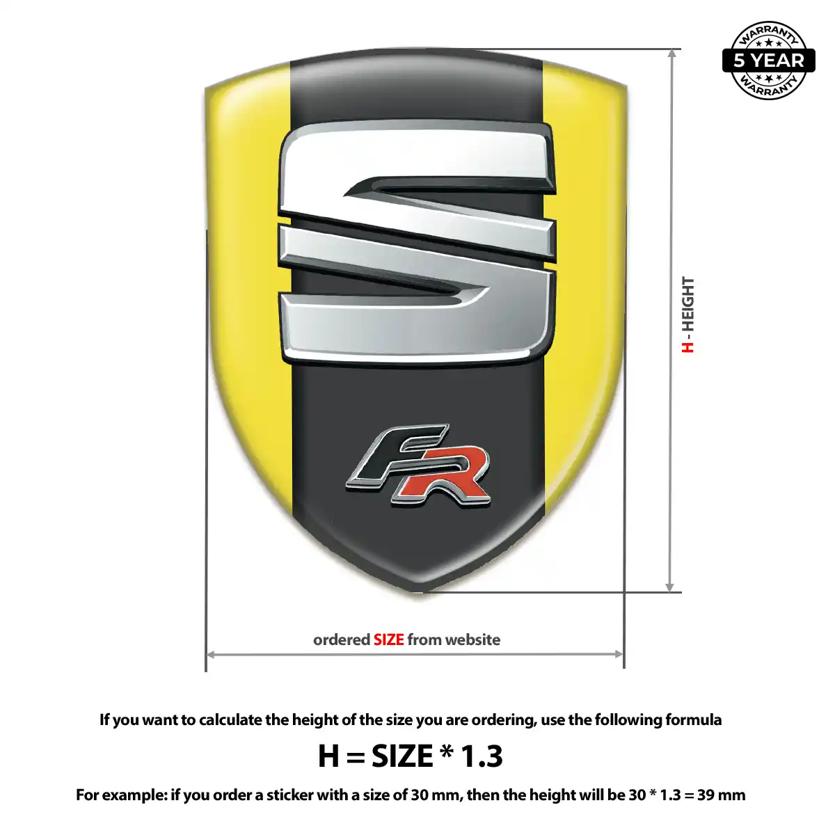 Seat Resin Emblem Sticker Elite Finish