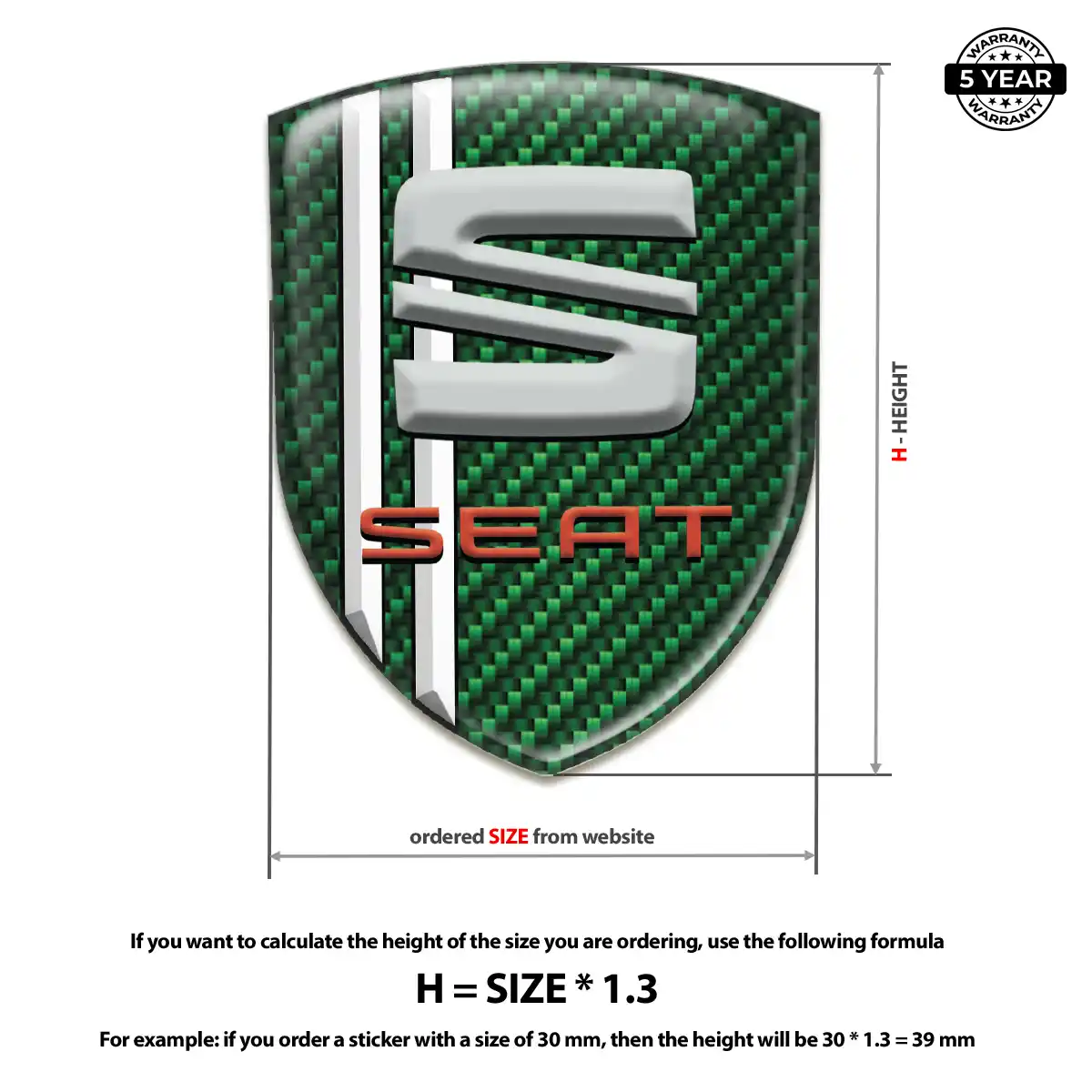 Seat Resin Emblem Sticker Refined Design