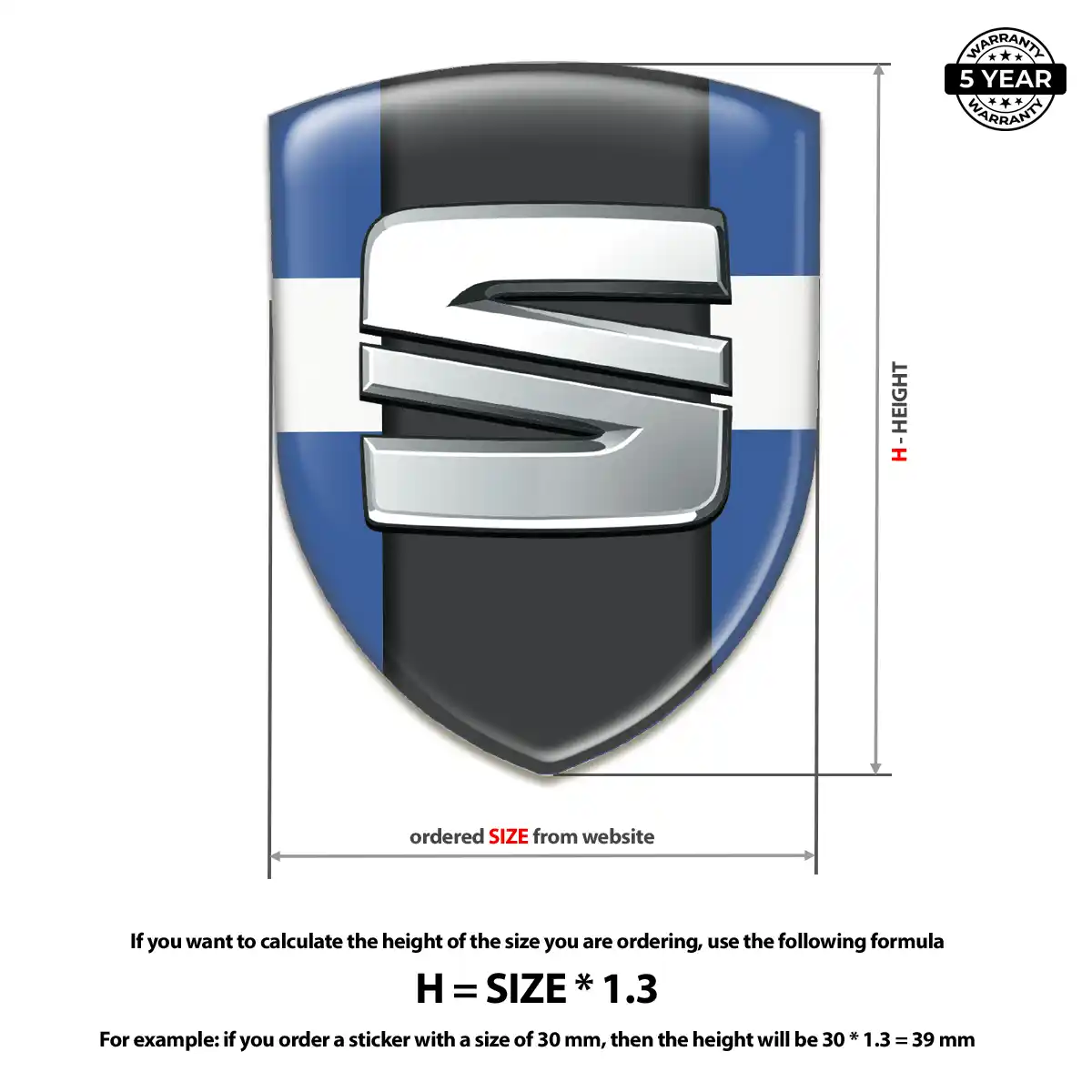 Seat Resin Emblem Sticker Sleek Style