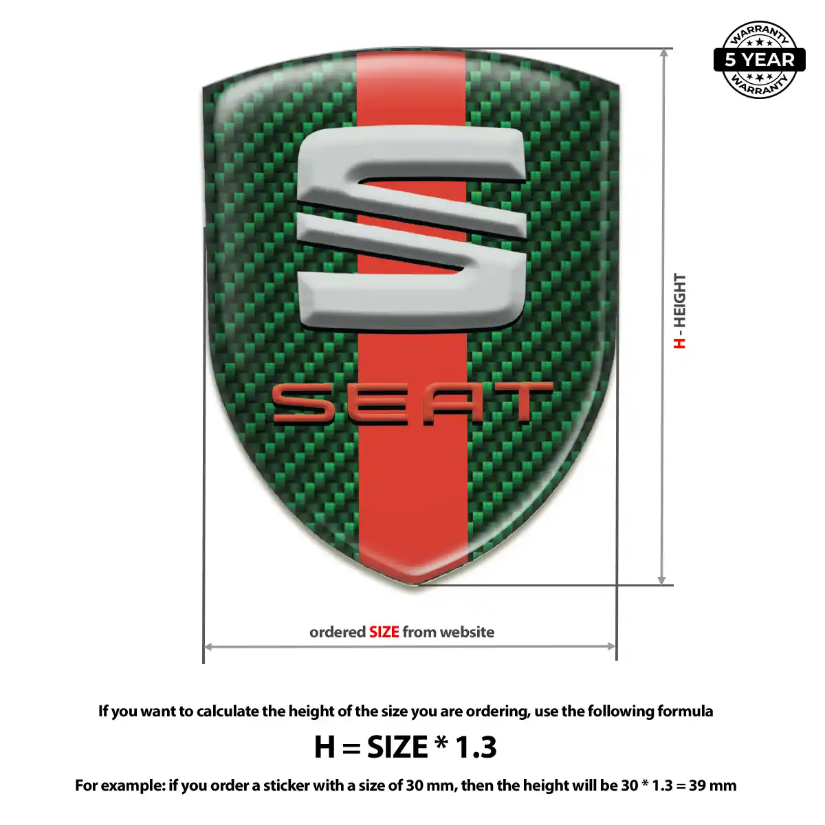 Seat Self Adhesive Emblem Sticker Elite Finish