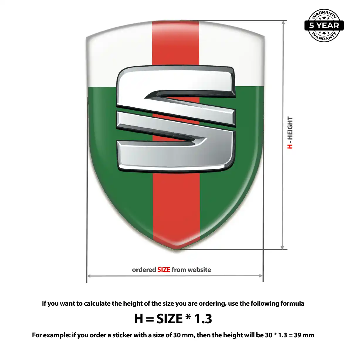 Seat Self Adhesive Emblem Sticker Signature Grade