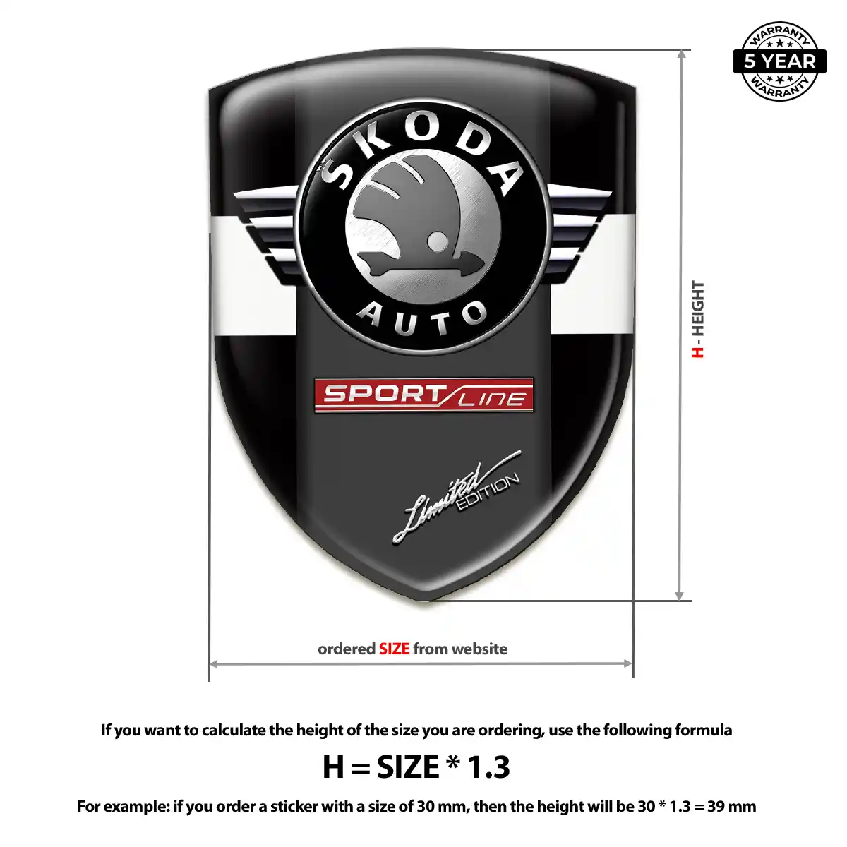 Skoda 3D Badge Sticker Refined Design