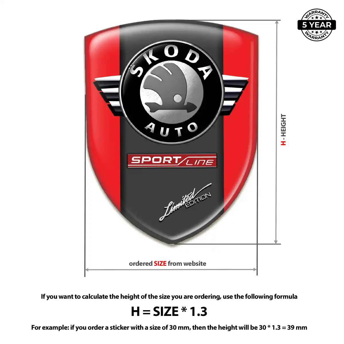 Skoda 3D Domed Sticker Elite Finish