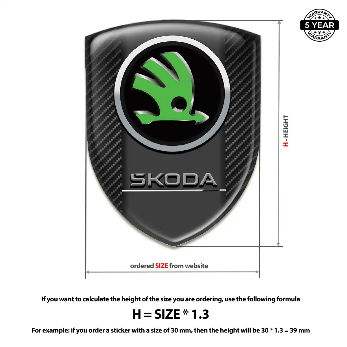 Skoda 3D Domed Sticker Refined Design