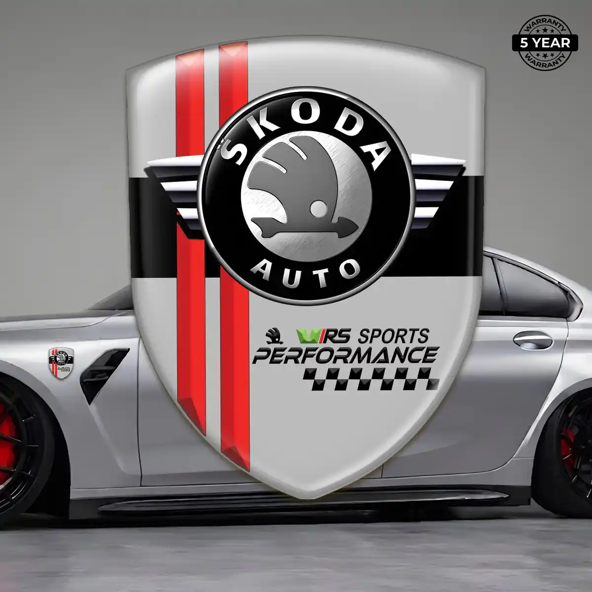 Skoda Automotive Emblem Sticker Refined Design