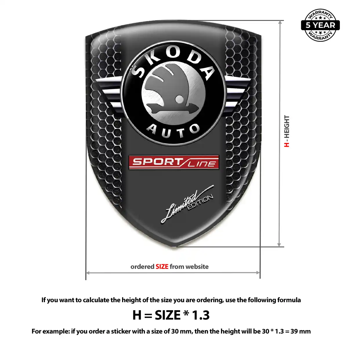 Skoda Automotive Resin Decal Sleek Style