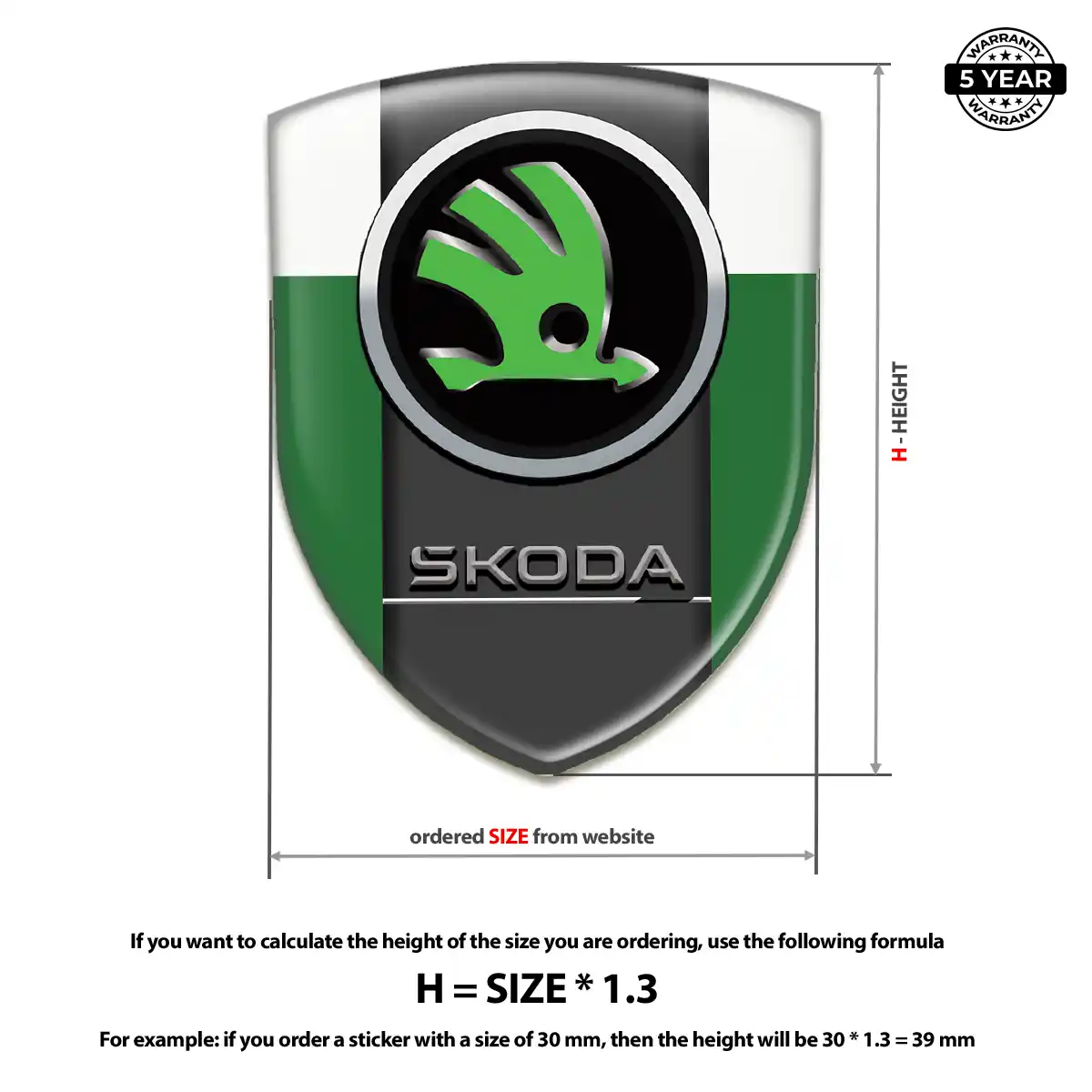 Skoda Car Emblem Sticker Elite Finish
