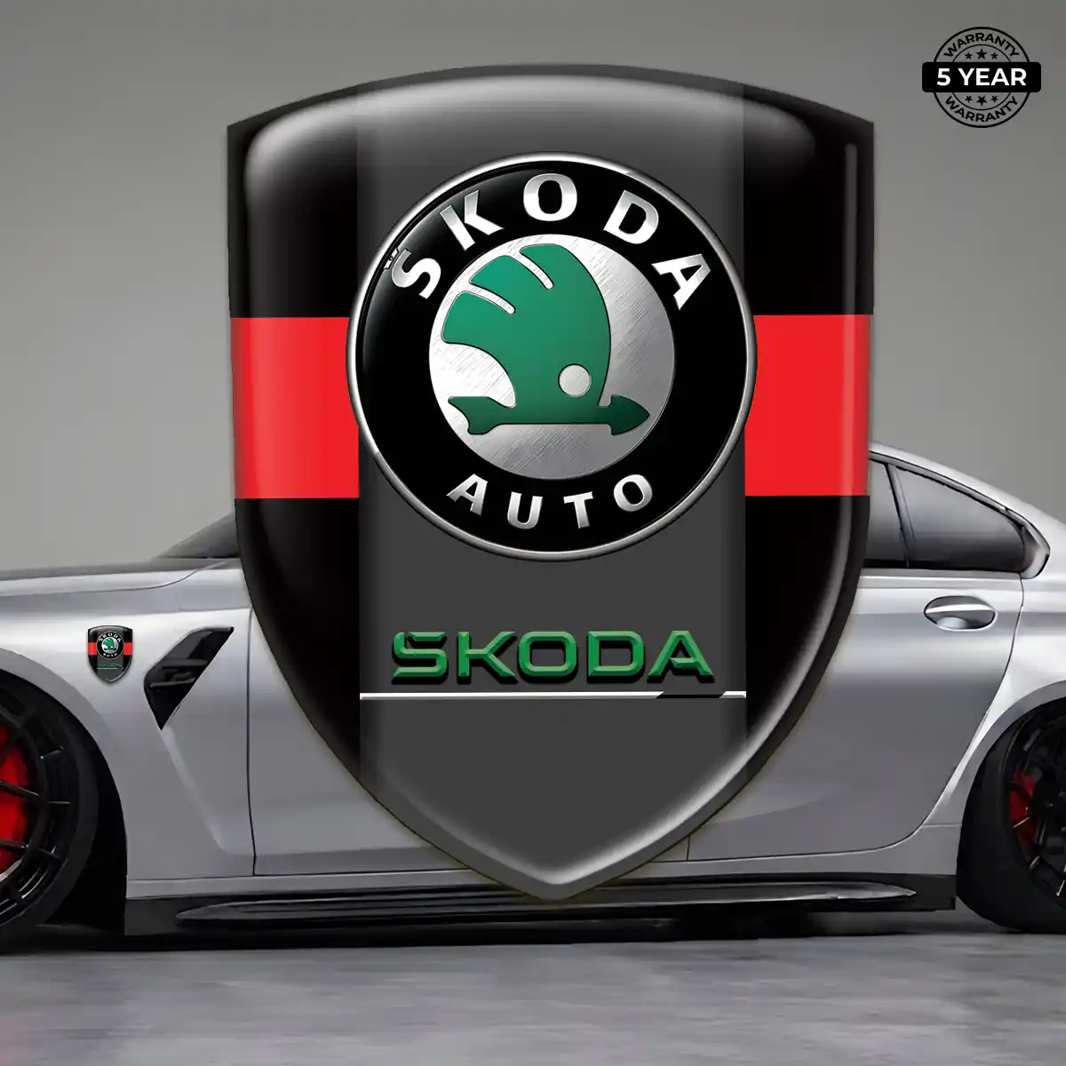 Skoda Domed Car Sticker Refined Design
