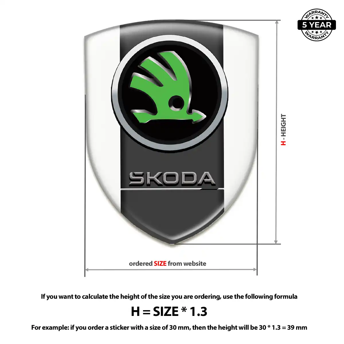 Skoda Domed Logo Decal Elite Finish