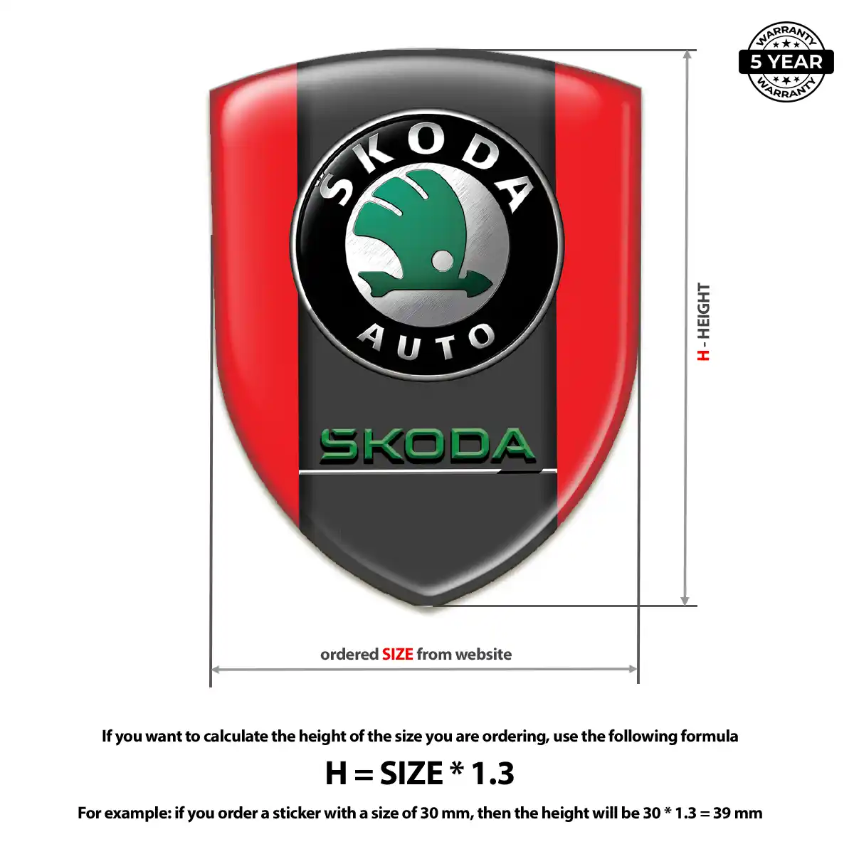 Skoda Domed Logo Decal Refined Design