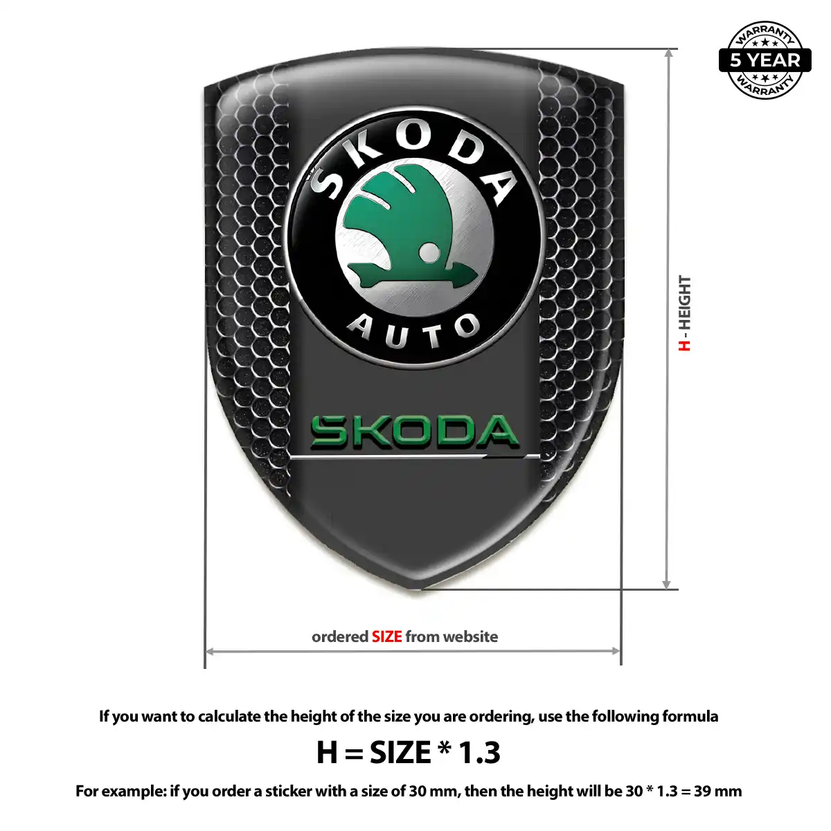 Skoda Domed Logo Sticker Elite Finish