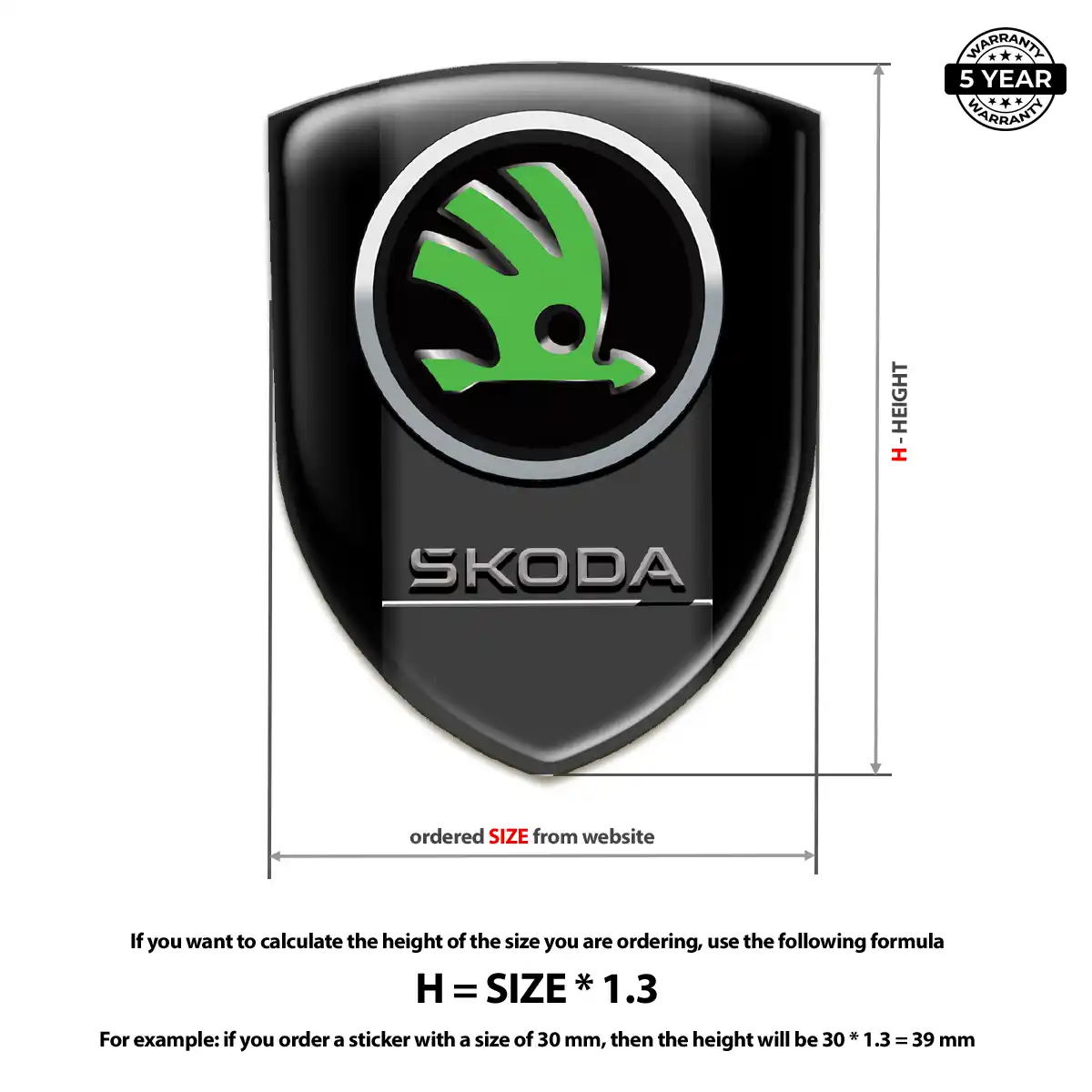 Skoda Epoxy Domed Sticker Elite Finish