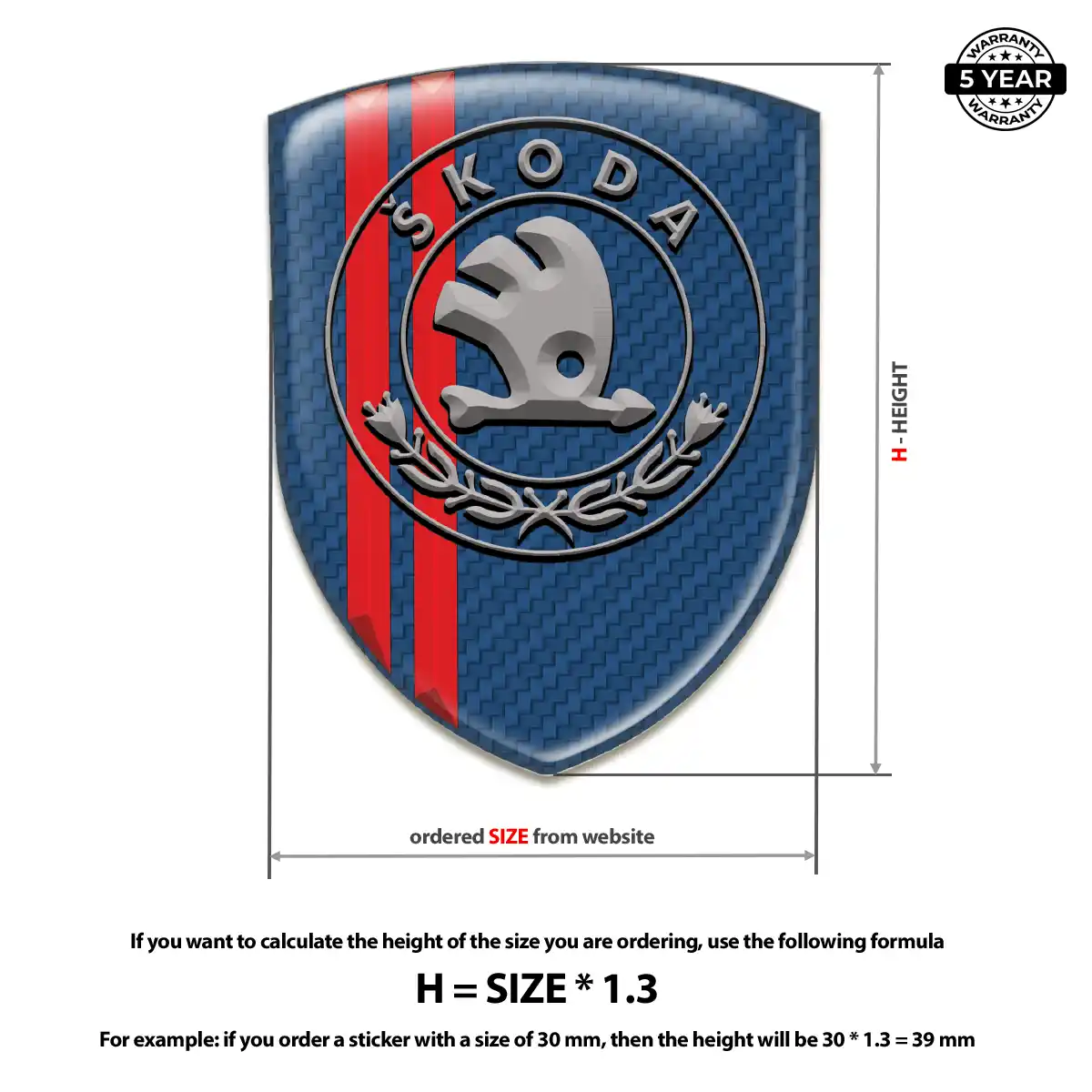 Skoda Epoxy Domed Sticker Sleek Style
