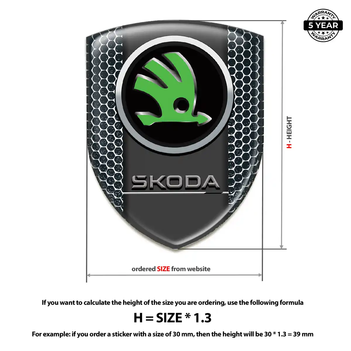 Skoda Gel Badge Sticker Elite Finish