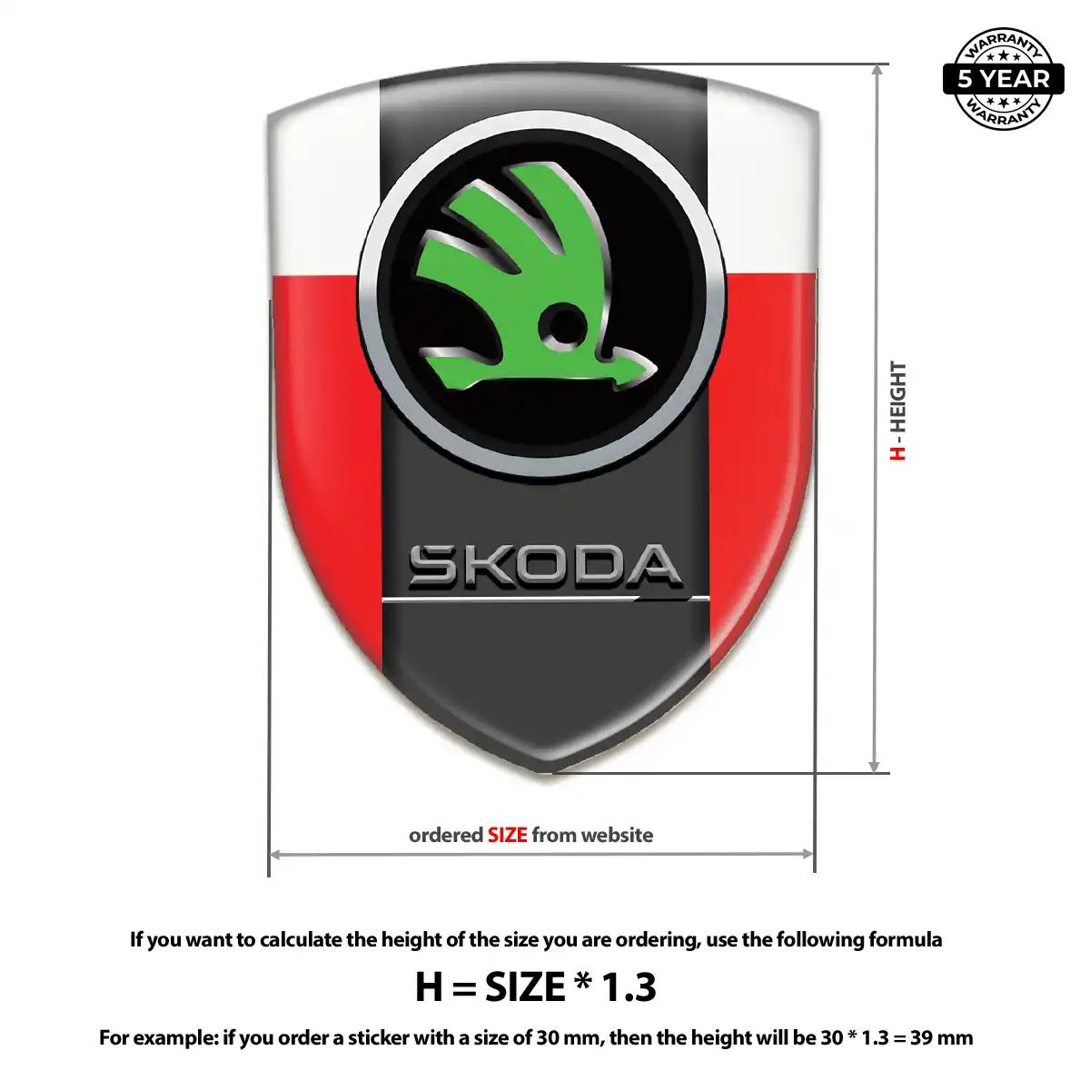 Skoda Polyurethane Domed Sticker Elite Finish
