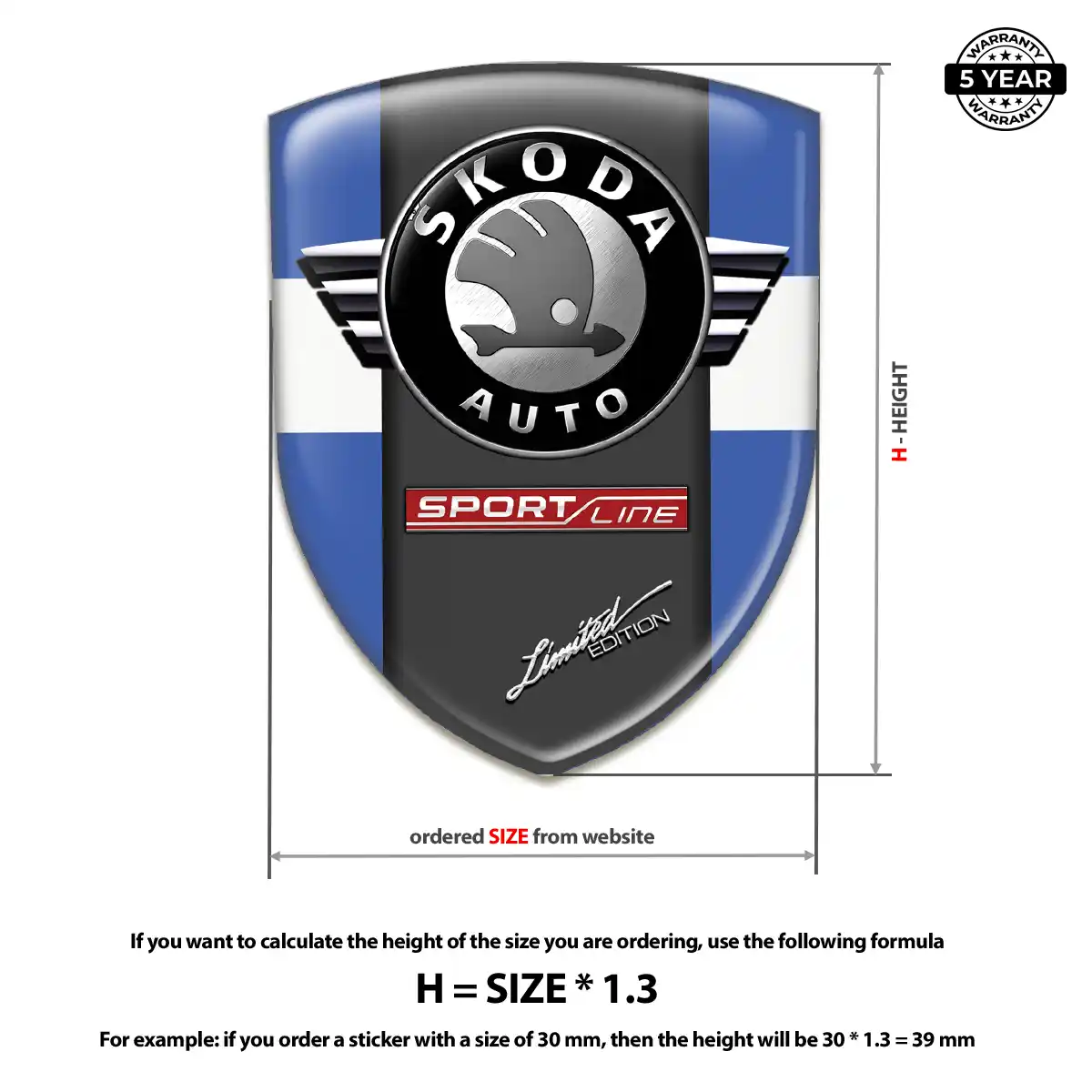 Skoda Polyurethane Domed Sticker Refined Design