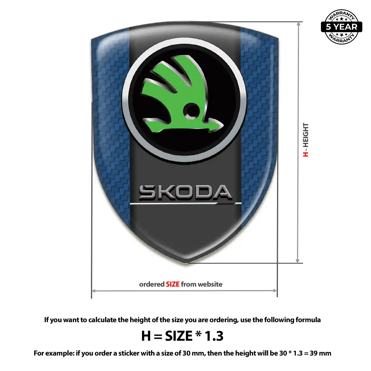 Skoda Polyurethane Domed Sticker Sleek Style