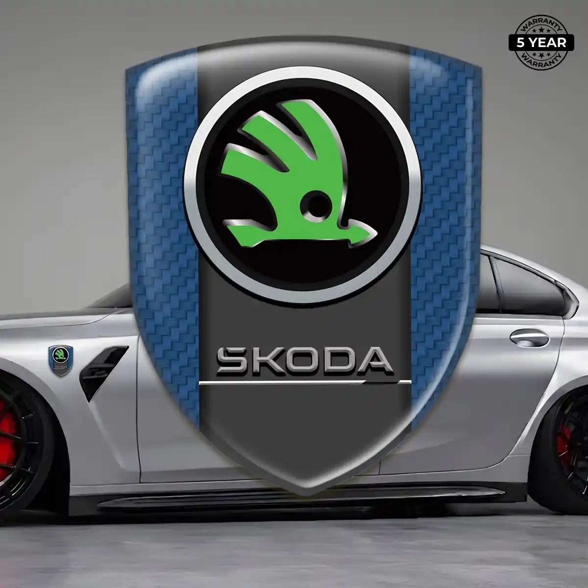 Skoda Polyurethane Domed Sticker Sleek Style