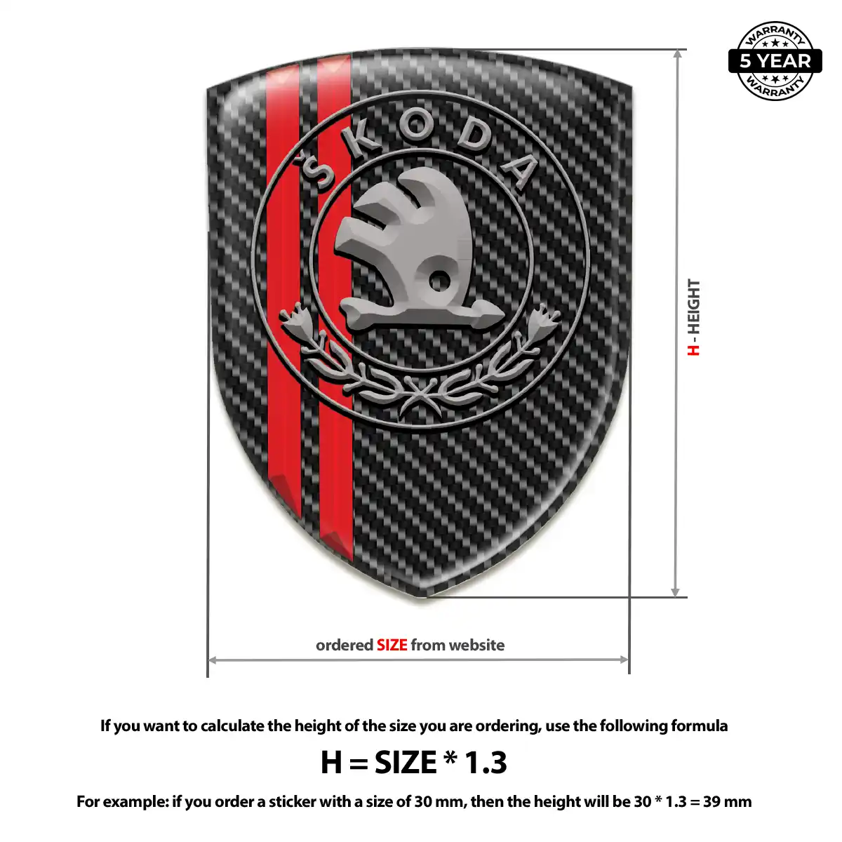 Skoda Resin Badge Sticker Elite Finish