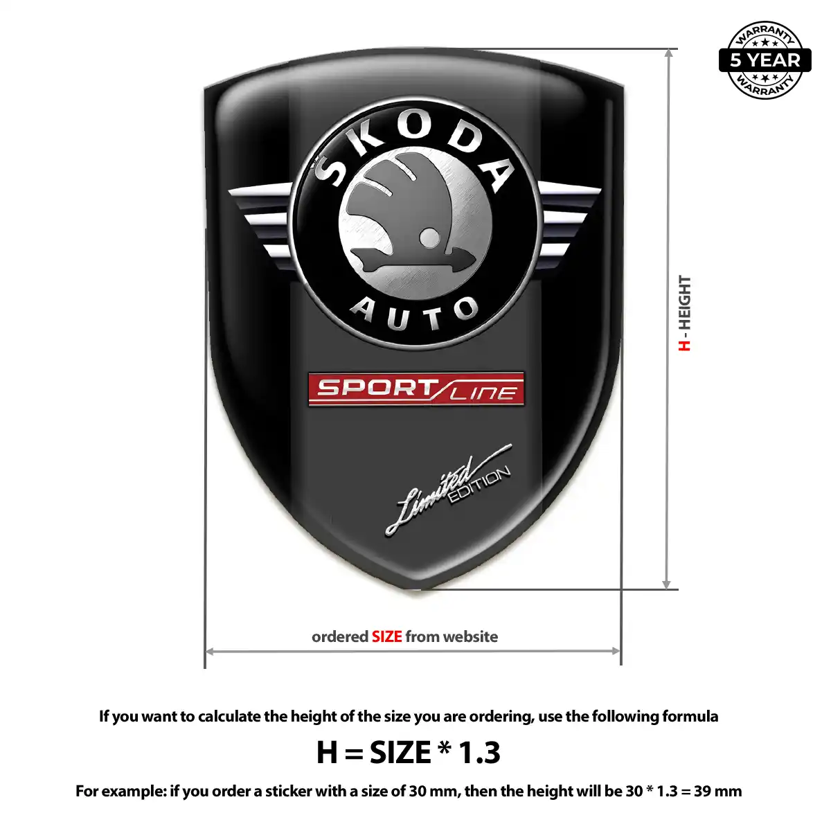 Skoda Resin Badge Sticker Refined Design