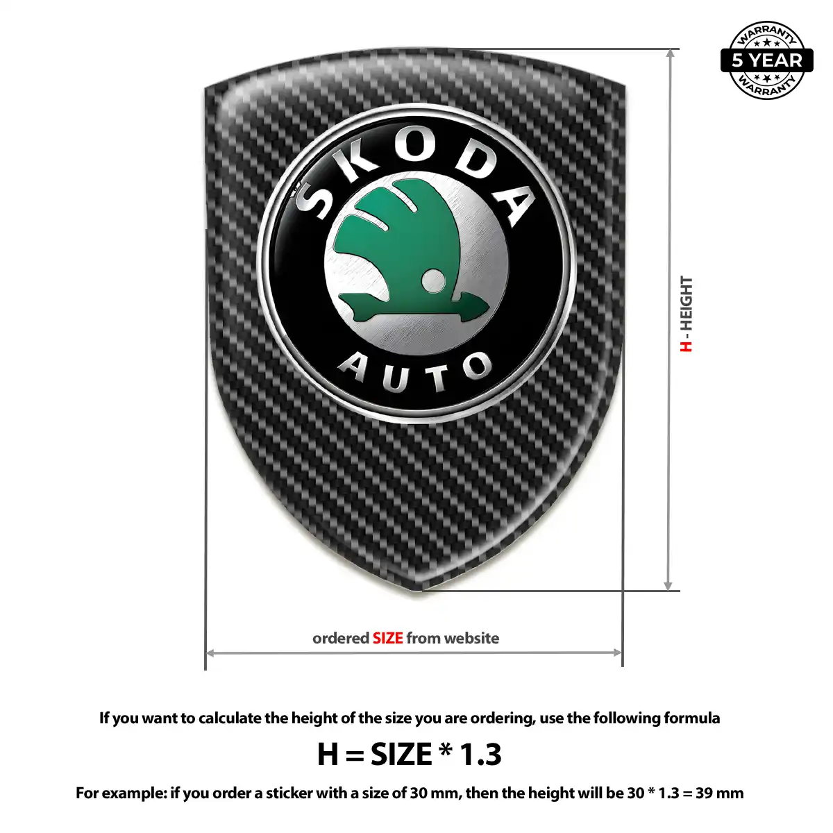 Skoda Resin Domed Sticker Sleek Style