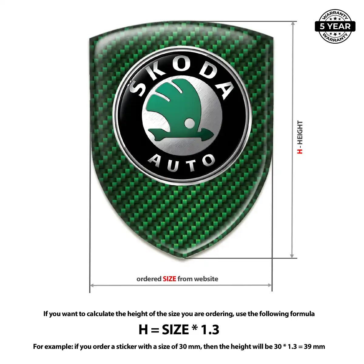 Skoda Resin Emblem Sticker Elite Finish