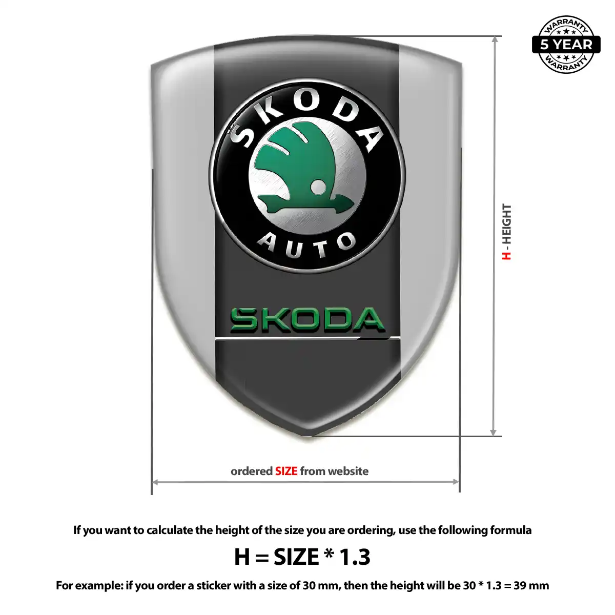 Skoda Resin Emblem Sticker Sleek Style