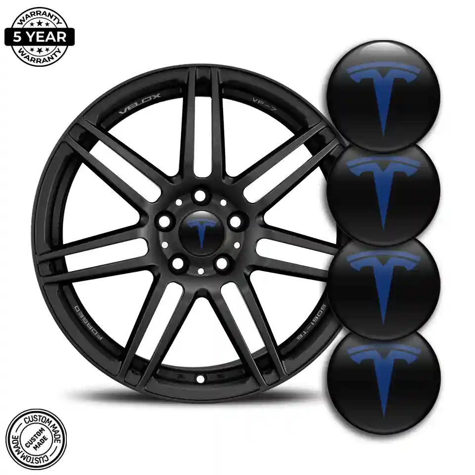 Tesla Emblem Wheel Center Caps Self-Adhesive Sleek Style