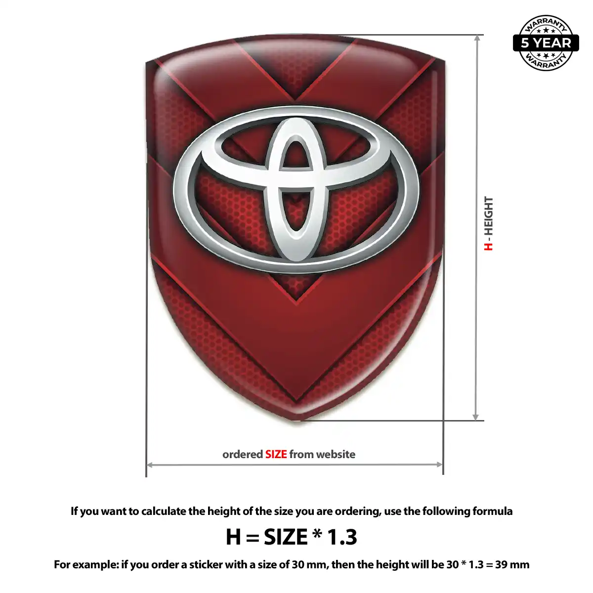 Toyota Automotive Resin Decal Sleek Style
