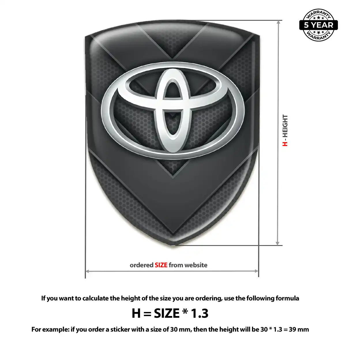 Toyota Polyurethane Domed Sticker Sleek Style