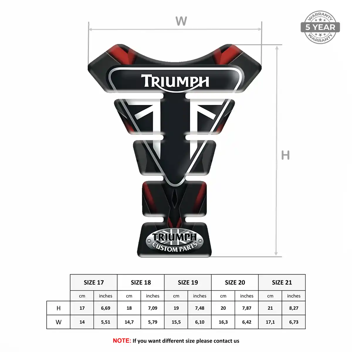 Triumph Domed Tank Pad Elite Finish